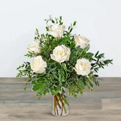Half Dozen White Roses
