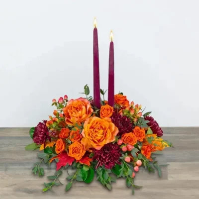 Candlelit Persimmon Centerpiece