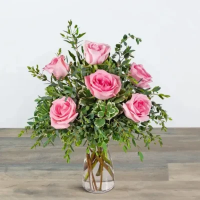 Half Dozen Pink Roses