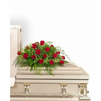 18 Red Roses Casket Spray